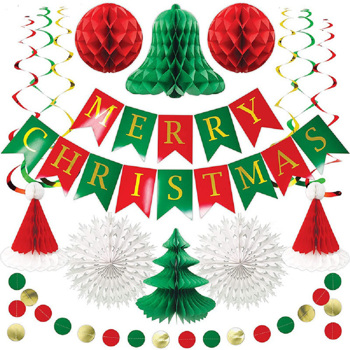 Premium Reusable Christmas Decorations - Christmas Decoration Set, Indoor Vintage Honeycomb Xmas Room Decor