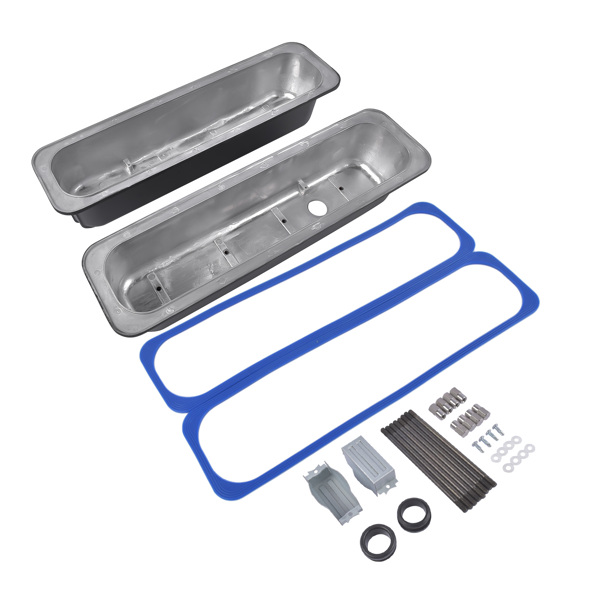 气门室盖 Black Finned Tall Valve Covers 3-11/16" Height with Center Bolt for Chevy SBC 305 350 450 5.0L & 5.7L-4