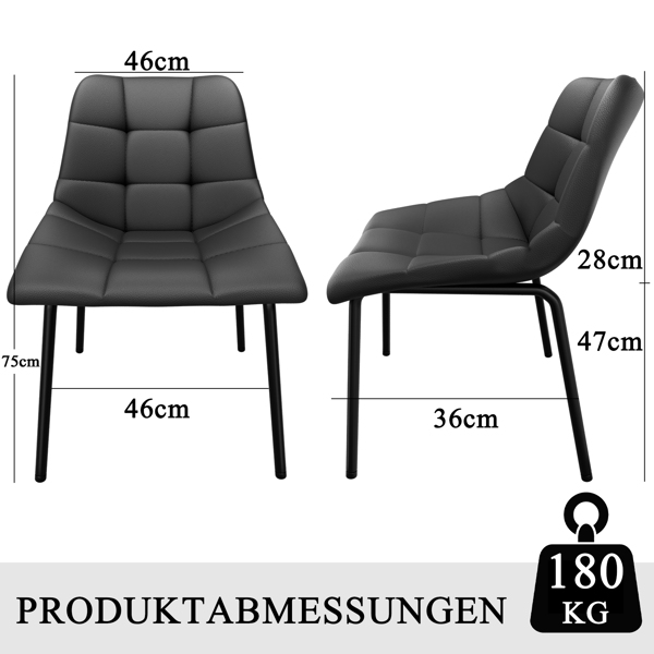 餐椅（一套 6 把），带高靠背的仿皮餐椅，带金属脚的现代厨房椅，适合客厅厨房的软垫餐桌椅-2