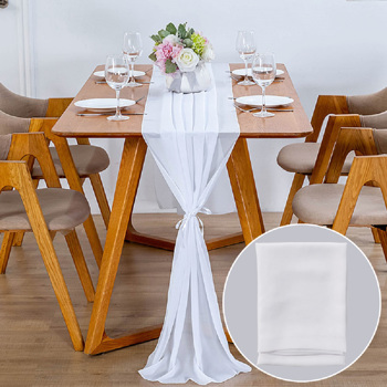 Tischläufer Weiß Chiffon Tischläufer Hochzeit Kommunion Modern Abwaschbar 3m