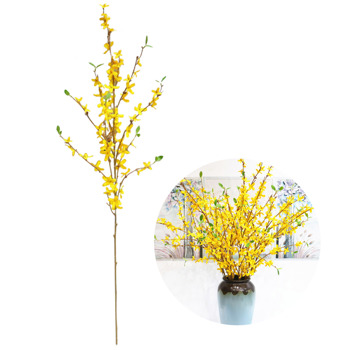 39.4in Artificial Flowers Yellow Silk Fake Winter Jasmine Long Stem