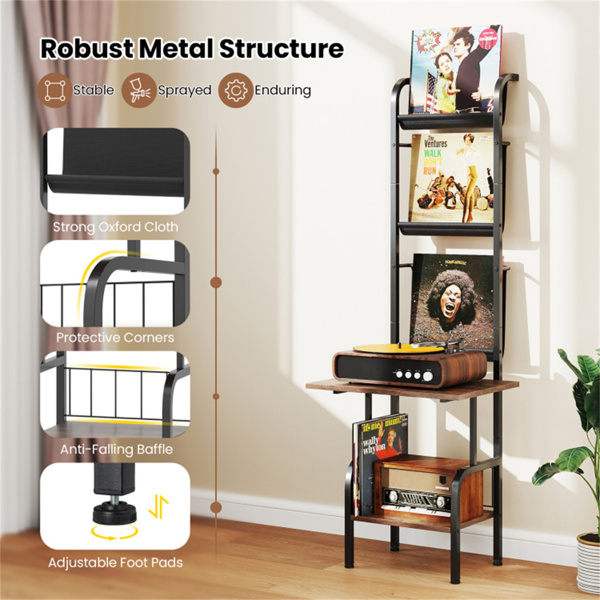 带展示架的5层唱片播放器支架-棕色  （amazon shipping-发货，WALMART禁止销售）-7