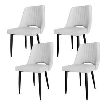 Esszimmerstühle 4er Set, Stühle Esszimmer Kunstleder mit Hoher Rückenlehne, Küchenstühle Modern mit Metallfüßen, Gepolsterter Esstisch Stühle Geeignet für Wohnzimmer Küche