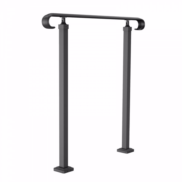 可调节户外踏步扶手，适合1-3级台阶，混凝土或木制楼梯的黑色过渡设计，前廊安全栏杆（周末不发货，禁售亚马逊）-12