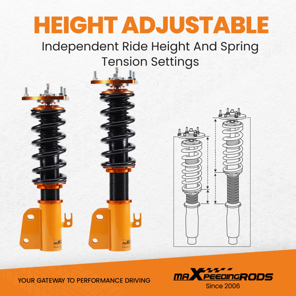 适用于 Scion xB 2004-2006 款支柱悬架的 24 向减震器绞牙降低套件-3
