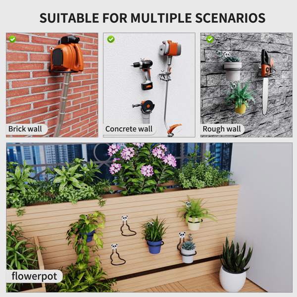 4件套电动工具收纳架重型洞洞板壁挂支架，不锈钢材质电钻存储架，完美适用于车库、家庭、储物间、车间及后院工坊的收纳需求-3