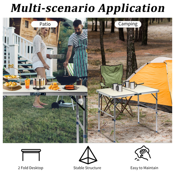 90 x 60 x 70cm Home Use Aluminum Alloy Folding Table White