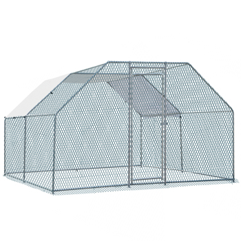 13.1x9.8x6.5ft Large Metal Chicken Coop with Run, Walk-in Poultry Cage with Waterproof Cover & Arc Roof, Heavy-Duty Galvanized Steel Ducks Rabbits Habitat Cage