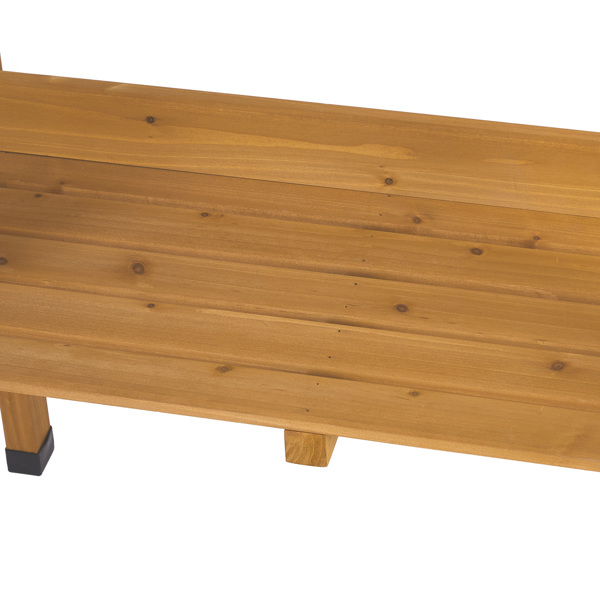 76*37*92.5CM 橘黄色 杉木 2层置物架带2个抽屉 3个侧挂钩 园艺操作台-8