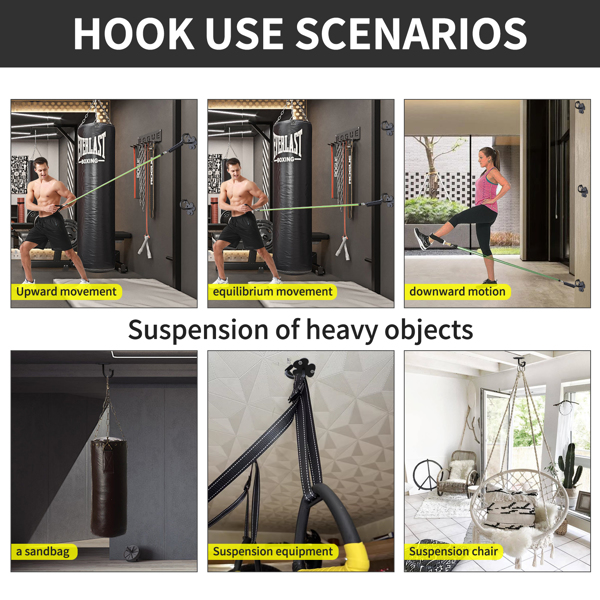 Wall-mounted training anchor with handles for 3-level resistance bands