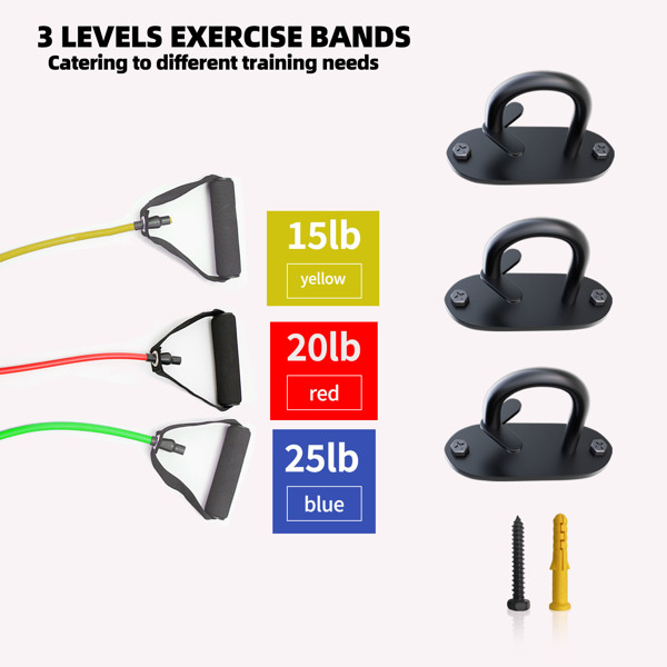 弹力阻力健身拳击开肩美背颈拉伸瑜伽训练专业拉力器套装-4