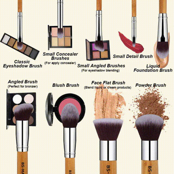 11Pcs Bamboo Makeup Brush Set, Synthetic Kabuki Makeup Brush Set with Storage Bag and Makeup Sponge(USPS shipment)