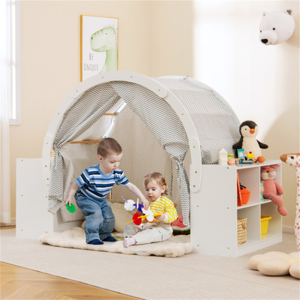 Versatile Kids Playhouse With totally 8 cubbies and 2 countertops