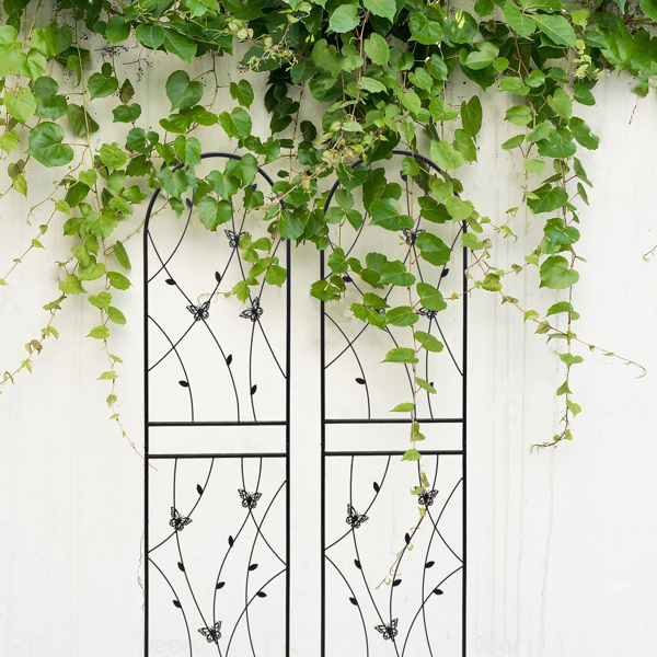 4件装金属花园棚架 71 英寸 x 19.7 英寸 防锈棚架 适用于攀缘植物户外花卉支架 蝴蝶装饰 黑色-14