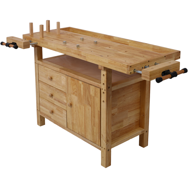 Wood Workbench - Wooden Workbench for Garage Workshop and Home, with Rapid Action Woodworking Vise 7 Inch Jaw Width Made with Heavy-Duty Cast Iron ,GRAY 
