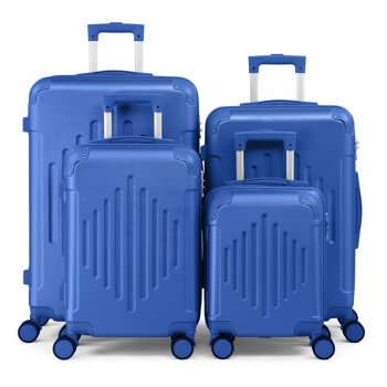 Complete 4-Piece ABS Luggage Set with Diamond Pattern & Reinforced Corners (<b style=\\'color:red\\'>Deep</b> Blue)