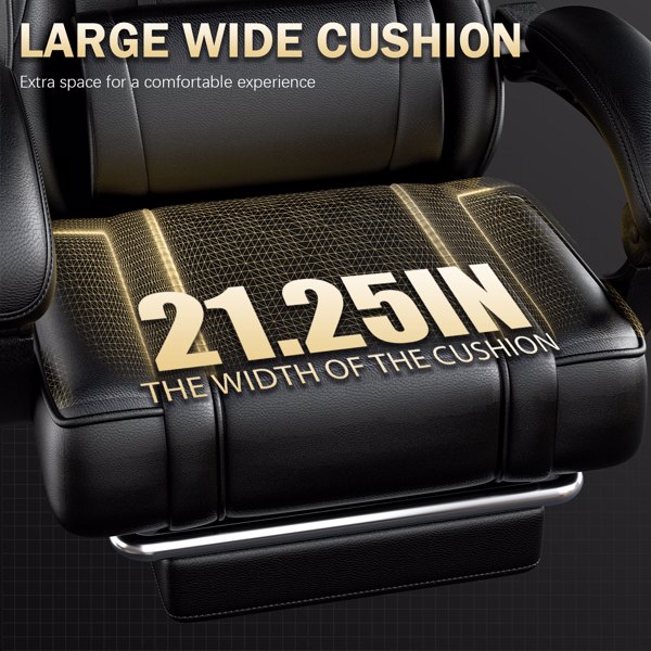 游戏椅，带脚踏和腰部支撑的电脑椅，带头枕的人体工学游戏椅，可调节高度的游戏玩家椅，办公桌椅-7