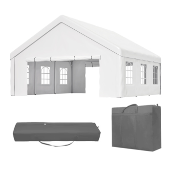 20x20 FT Party Tent with 2 Storage Bags & Removable Sidewalls, Outdoor Canopy Gazebo for Carport Camping Garden Wedding BBQ Commercial