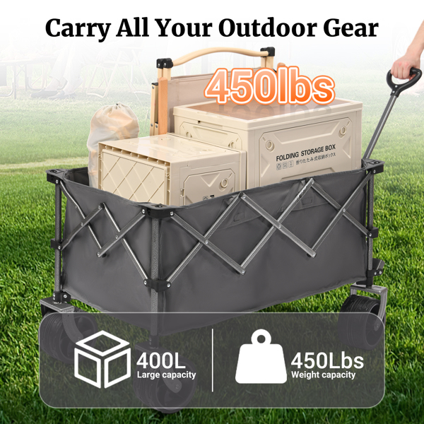 便携式 400L 折叠式货车，折叠式货车推车，大轮沙滩车，450LB 重型折叠式货车，大容量货车，适用于露营、运动、花园、棒球-8