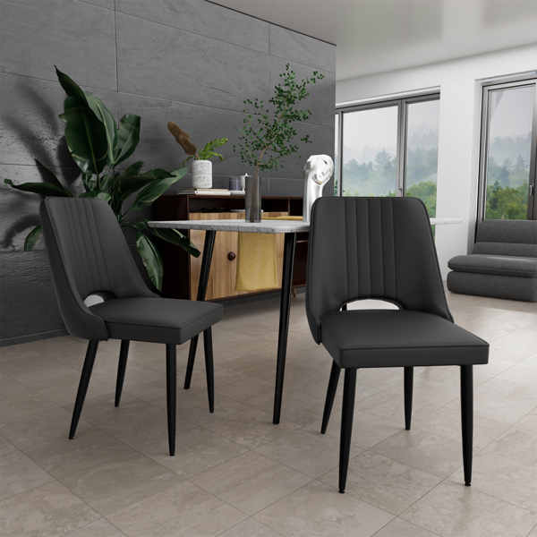 餐椅（一套 4 把），带高靠背的仿皮餐椅，带金属脚的现代厨房椅，适合客厅厨房的软垫餐桌椅-8