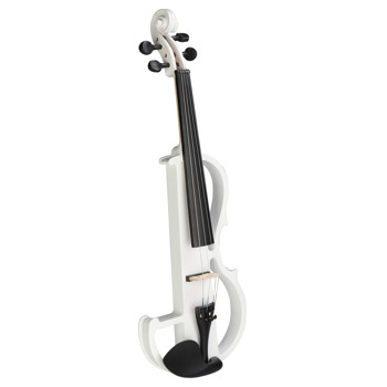 Full Size 4/4 Bunnel Edge Electric Silent Violin with Case Bow Rosin Headphone Connecting Line White