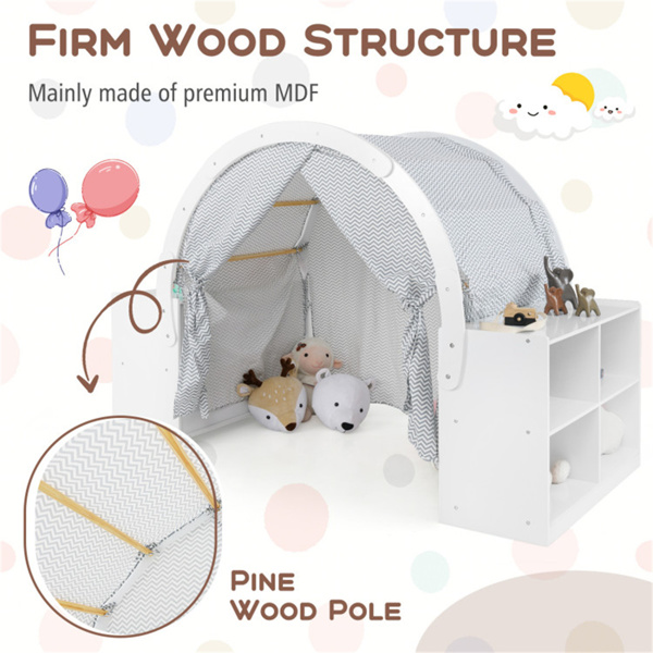 Versatile Kids Playhouse With totally 8 cubbies and 2 countertops
