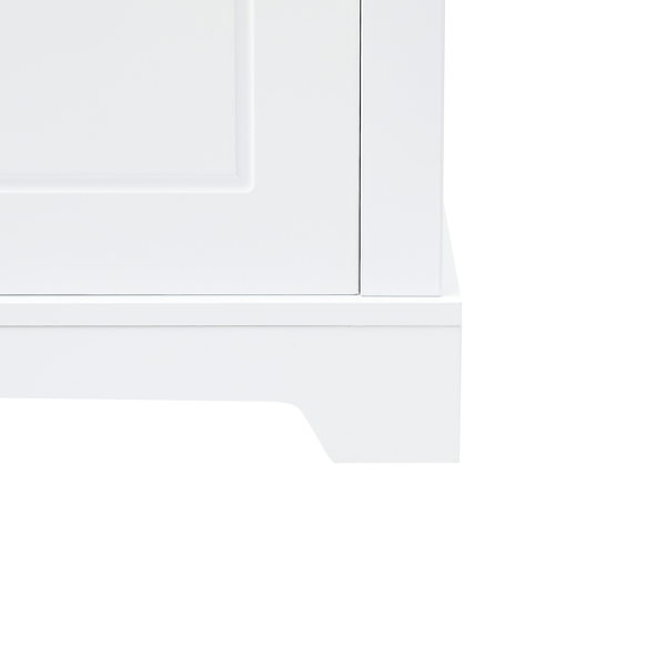 高浴室储物柜，独立式储物柜，带两个门和可调节搁板，门搁板设计，MDF 板，涂漆饰面，白色-4