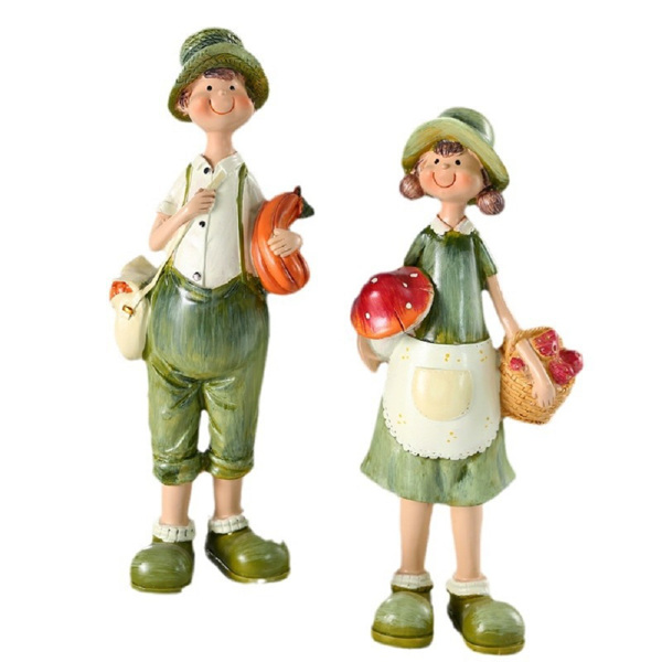 田园风卡通小孩工艺品摆件创意家居树脂摆件客厅玄关装饰品-5