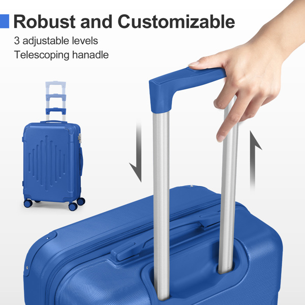 Stylish 5-Piece ABS Luggage Set with Diamond Pattern & Non-TSA Locks (Deep Blue)
