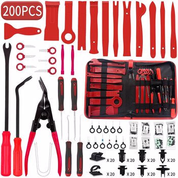 200PCS Trim Tool Auto Removal Kit, Trim Removal Kit for Car/Trim/Panel/Door/Audio/Auto Clip Pliers (Red)