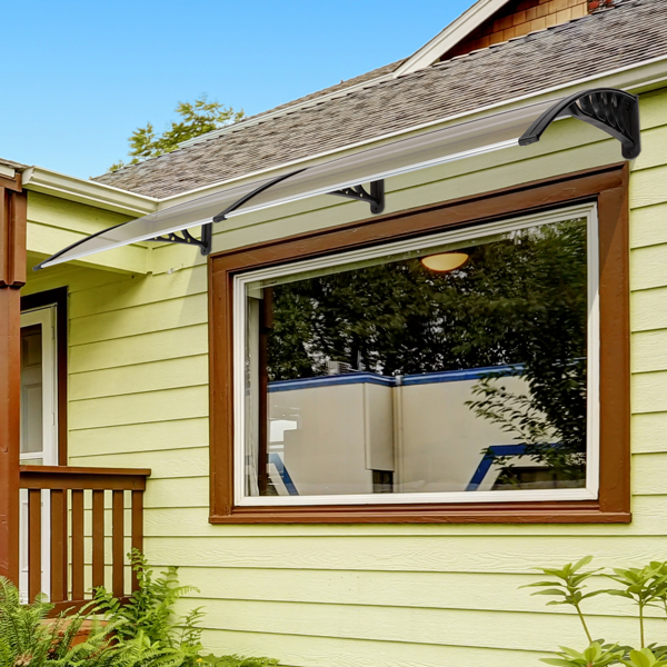 HT-200 x 100 Household Application Door & Window Rain Cover Eaves Brown Board & Black Holder