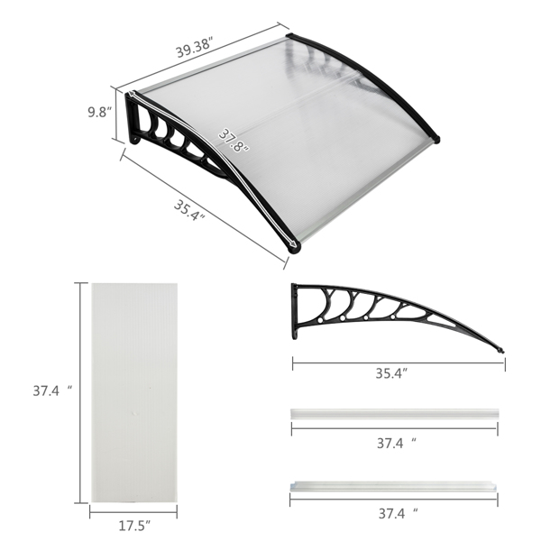 HT-100 x 96cm Household Application Door & Window Rain Cover Eaves Black Holder