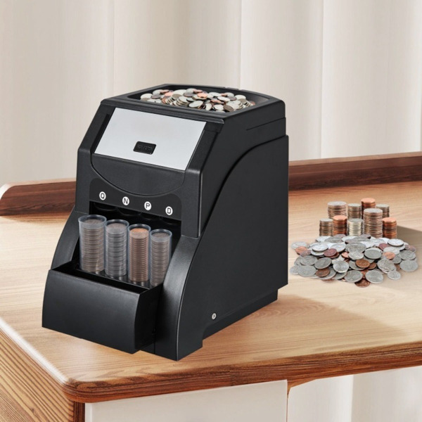 Automatic Coin Sorter Machine for US Coins - Counts & Sorts 230 Pennies/Nickels/Dimes/Quarters per Minute, 200-Coin Capacity, Ideal for Banks/Retail/Home Use