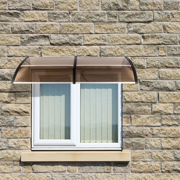 HT-200 x 100 Household Application Door & Window Rain Cover Eaves Brown Board & Black Holder