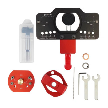 35mm Hinge Jig, Aluminum Alloy Concealed Hinge Jig, Accurate Locking Hinge Drilling Jig Hole Guide Hole Puncher Locator Woodworking Tool for Door Cabinets Hinges Mounting