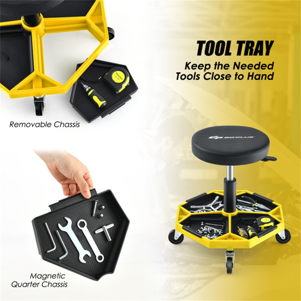 黄色重型可调高度滚石车，带有工具盘存储，容量330 lbs   （amazon shipping-发货，WALMART禁止销售）周末不发货-7