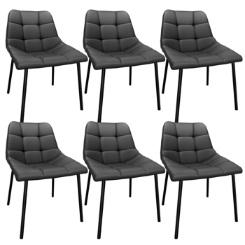Esszimmerstühle 6er Set, Stühle Esszimmer Kunstleder mit Hoher Rückenlehne, Küchenstühle Modern mit Metallfüßen, Gepolsterter Esstisch Stühle Geeignet für Wohnzimmer Küche