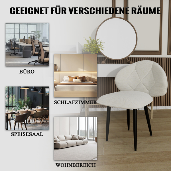 软垫餐椅 8件套，现代餐椅 餐厅 舒适加宽靠背 带金属脚的厨房椅-5