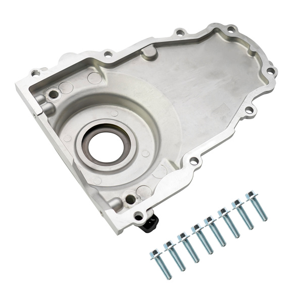 时规盖 Timing Cover w/ 10AN Turbo Oil Drain Fittings for Chevy GMC Gen III GM LS 4.8L 5.3L 5.7L 6.0L-5