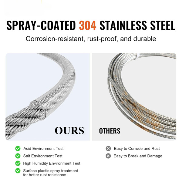 1/8英寸7x7钢丝绳，100英尺长，用于栏杆和支撑的高强度电缆，适用于各种应用的耐用结构（周末不发货，禁售亚马逊）-2