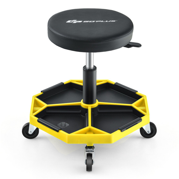 黄色重型可调高度滚石车，带有工具盘存储，容量330 lbs   （amazon shipping-发货，WALMART禁止销售）周末不发货-2