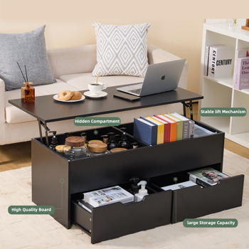 Lift-Top Coffee Table with Storage Center Tables Hidden Compartment & 2 Drawers, <b style=\\'color:red\\'>Sofa</b> Table