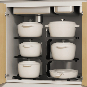 Pots and Pans Organizer, Adjustable 6-Tier Pots Organizer Rack for Cookware, Heavy Duty Pots Rack for Kitchen Storage
