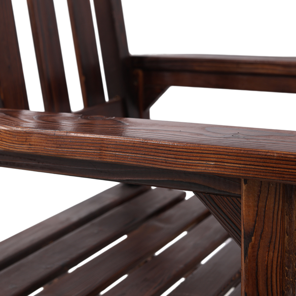 木制超大门廊摇椅，宽座椅，高靠背，高背平滑摇椅，适合室内外使用，棕色-12