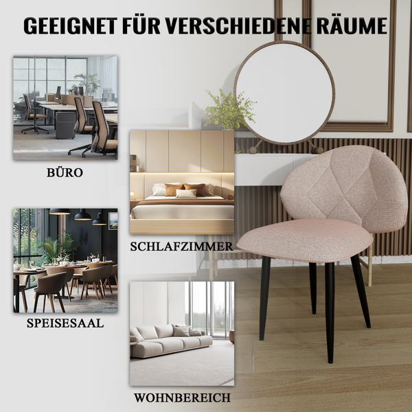 Gepolsterte Esszimmerstühle 2er Set, Moderne Stühle Esszimmer Bequeme Verbreiterte Rückenlehne Küchenstühle mit Metallfüßen