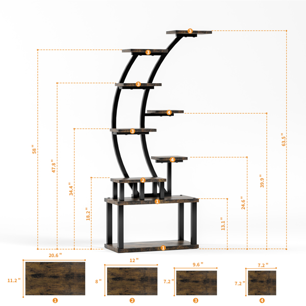 Plant Stand indoor 9-Tiered , 63.6