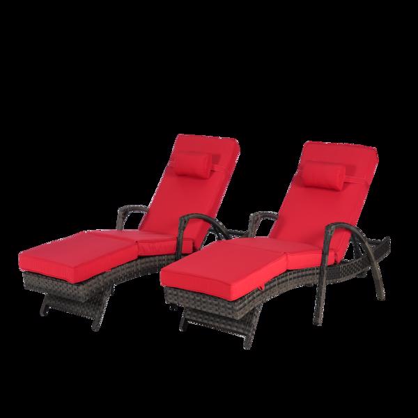 户外柳条长躺椅 2 件套带靠垫，柳条躺椅草坪日光浴椅躺椅可达 150° 海滩池畔花园-10