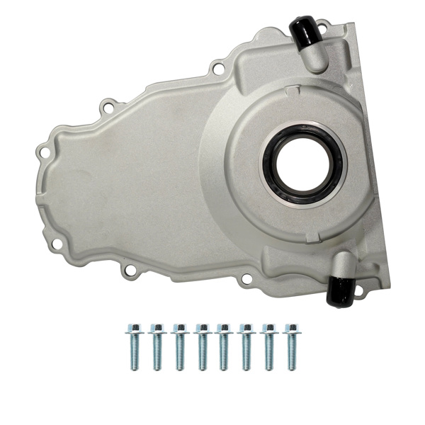 时规盖 Timing Cover w/ 10AN Turbo Oil Drain Fittings for Chevy GMC Gen III GM LS 4.8L 5.3L 5.7L 6.0L-4