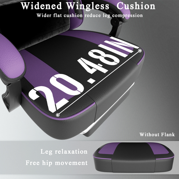 游戏椅，带袋装弹簧坐垫和脚踏，符合人体工学的成人电脑椅，透气 PU 皮革游戏椅，可调节头枕和腰部支撑办公桌椅（TEMU仅限自提）-6