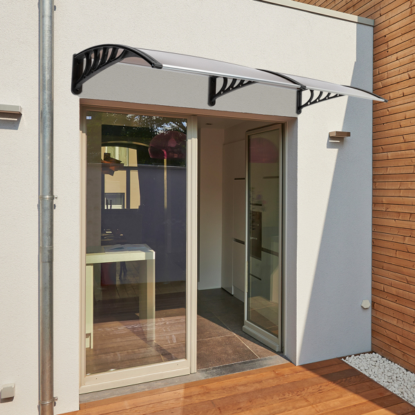 HT-200 x 100 Household Application Door & Window Rain Cover Eaves Brown Board & Black Holder